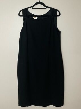 Talbots NWT Black Sleeveless Midi Shift Dress LBD Cocktail Chic Elegant Size 16